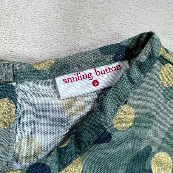 Smiling Button Girls Size 6 Green Camo Gold Polka Dot Tunic Dress New - Picture 2 of 7